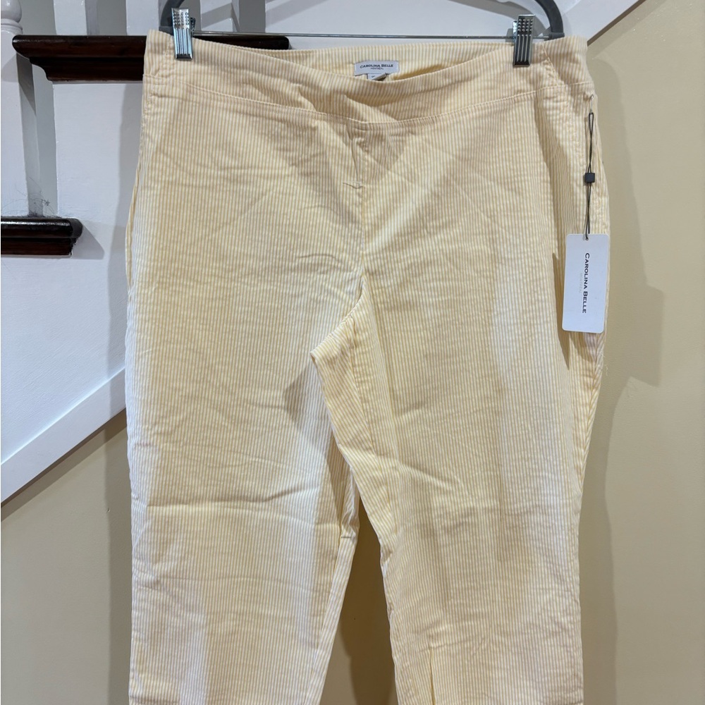 Carolina Belle Yellow Striped Capris NWT